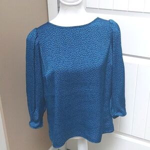 BANANA REPUBLIC dark blue black 3/4 sleeves ruffled shoulders Medium